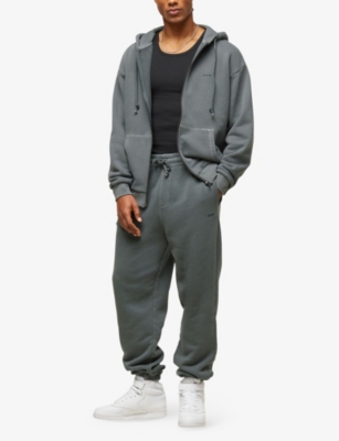 Shop Gymshark Men's Slate Teal/pgmnt Grm D+w Everywear Comfort Logo-embossed Cotton-jersey Jogging Bottom