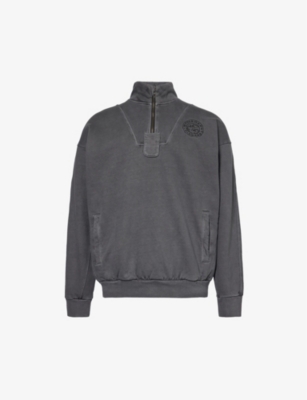 Gymshark Premium Legacy Logo-embroidered Cotton-jersey Sweatshirt In Black/pigment Dye