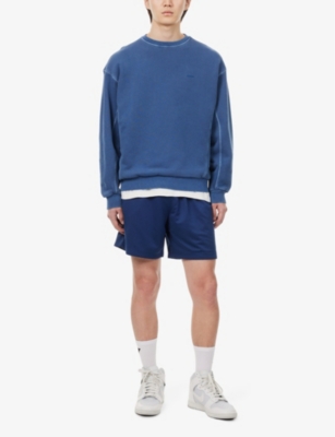 Shop Gymshark Men's Ash Blue/pgmnt Garm D+w Everywear Comfort Logo-embossed Cotton-jersey Sweatshirt