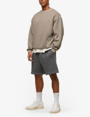 Shop Gymshark Men's Linen Brwn/pgmnt Grm D+w Everywear Comfort Logo-embossed Cotton-jersey Sweatshirt