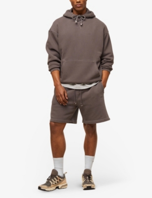 Shop Gymshark Mens Arch Brwn/pgmnt Garm D+w Everywear Comfort Logo-embossed Cotton-jersey Hoody