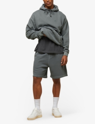 Shop Gymshark Everywear Comfort Logo-embossed Cotton-jersey Hoody In Slate Teal/pgmnt Grm D+w