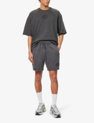 Gymshark Premium Legacy Logo-embroidered Cotton-jersey Shorts In Black/pigment Dye