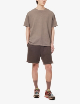 Shop Gymshark Men's Arch Brwn/pgmnt Garm D+w Everywear Comfort Logo-embossed Cotton-jersey Shorts