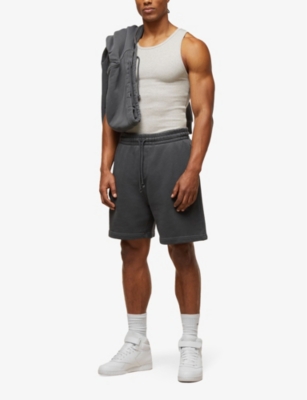 Shop Gymshark Mens Blk/pgmnt Garm D+w Everywear Comfort Logo-embossed Cotton-jersey Shorts