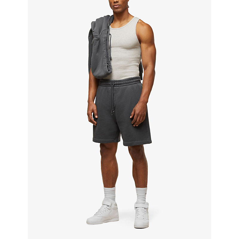 Shop Gymshark Men's Blk/pgmnt Garm D+w Everywear Comfort Logo-embossed Cotton-jersey Shorts