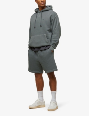 Shop Gymshark Men's Slt Teal/pgmnt Garm D+w Everywear Comfort Logo-embossed Cotton-jersey Shorts