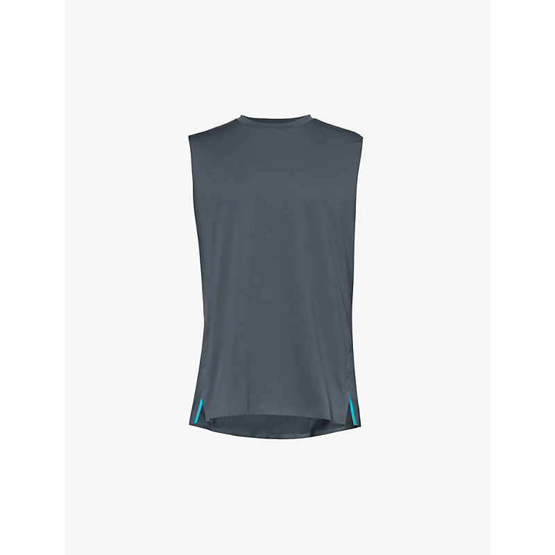 Gymshark Mens Onyx Grey Everywear Abstract Sleeveless Recycled-polyester Top