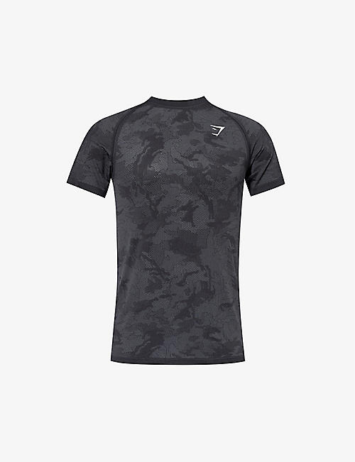 GYMSHARK: Geo Seamless logo-embroidered recycled polyester-blend T-shirt