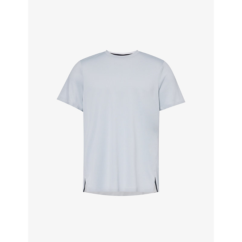 Gymshark Mens Ice Grey Everywear Tech Logo-print Recycled-polyester Top