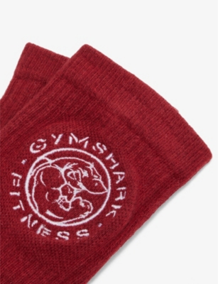 Shop Gymshark Women's Pbble Gry/ Wash Red Legacy Crew Pack Of Two Cotton-blend Socks