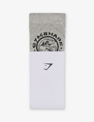 Shop Gymshark Men's Light Grey Core Marl Legacy Cotton-blend Crew Socks Pack Of Two