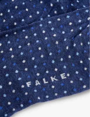 Shop Falke Women's 6681 Darkblue Multispot-pattern Stretch Cotton-blend Ankle Socks