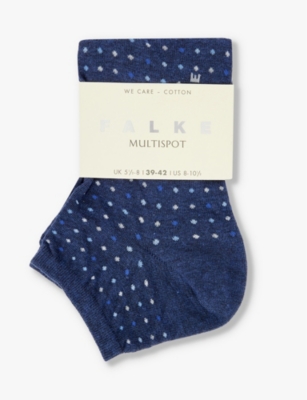 Shop Falke Women's 6681 Darkblue Multispot-pattern Stretch Cotton-blend Ankle Socks