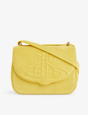 Shop Vivienne Westwood Linda Suede Crossbody Bag In Yellow