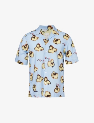 PAUL SMITH: Orchid graphic-print camp-collar woven shirt