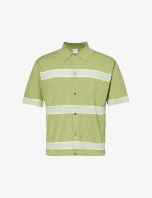 PAUL SMITH: Striped diamond-weave cotton-knit polo shirt
