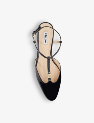 Shop Dune Womens  Heya T-bar Patent Faux-leather Ballet Flats In Black-patent Synthetic