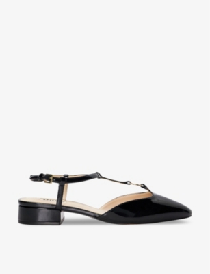 Shop Dune Womens  Heya T-bar Patent Faux-leather Ballet Flats In Black-patent Synthetic