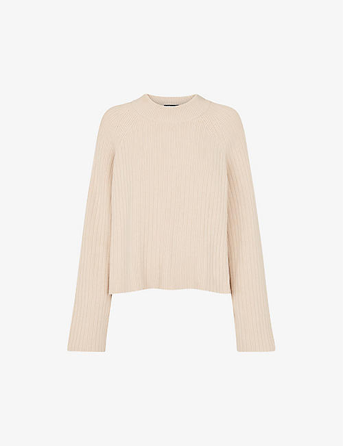 WHISTLES: Relaxed-fit crewneck stretch cotton-blend jumper