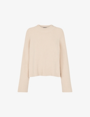 Whistles Womens Cream Relaxed-fit Crewneck Stretch Cotton-blend Jumper In Cream