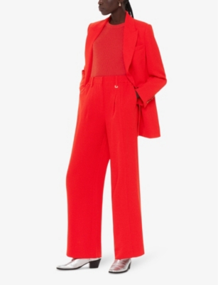 Whistles Womens Red Single-breasted Relaxed-fit Crepe Blazer In Red