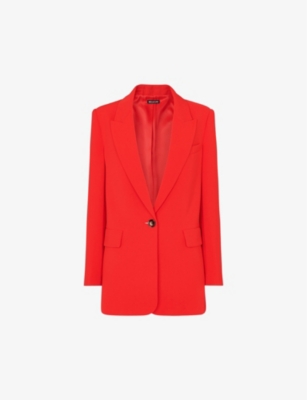Whistles Womens Red Single-breasted Relaxed-fit Crepe Blazer