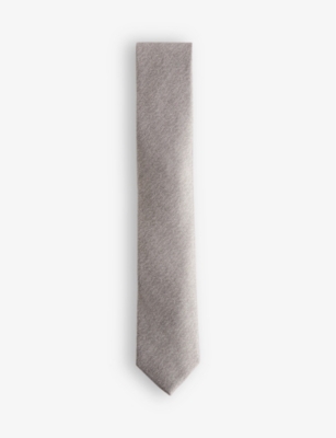 Shop Ted Baker Men's Silver Leytone Herringbone-weave Silk Tie