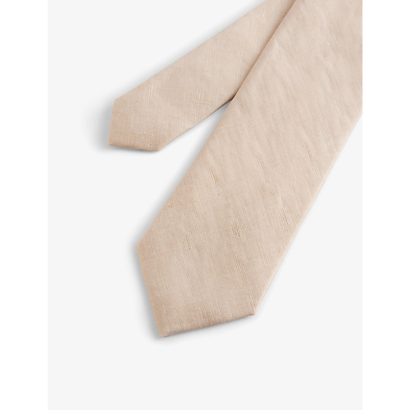 Shop Ted Baker Men's Stone Textured-weave Silk And Linen Tie