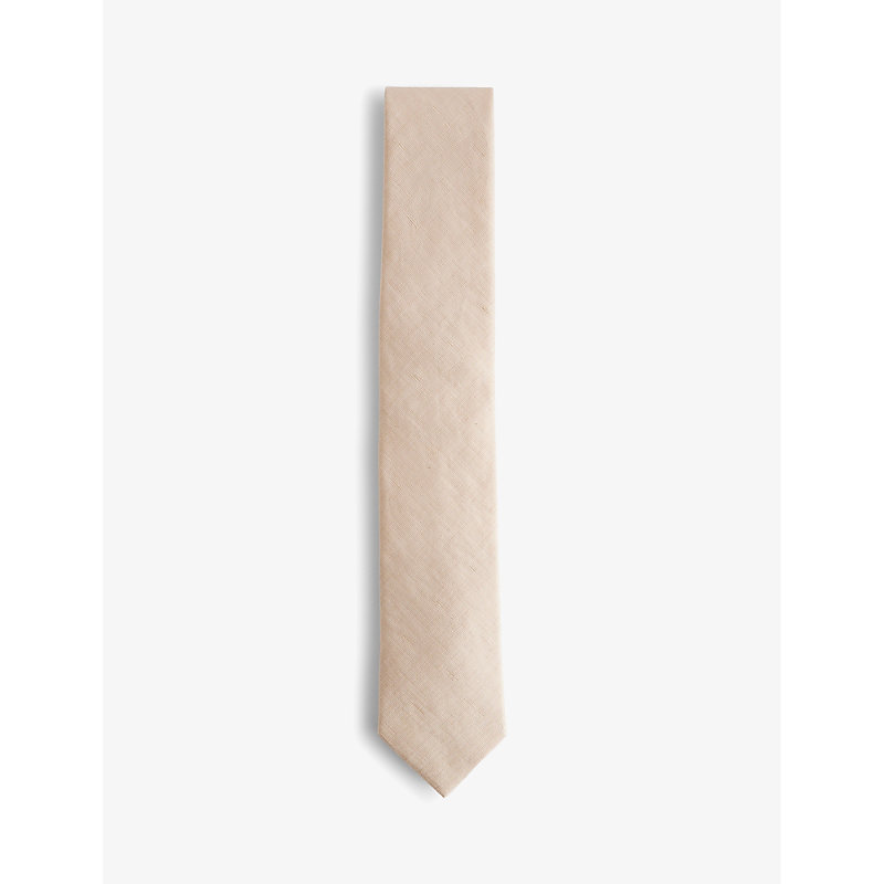 Shop Ted Baker Men's Stone Textured-weave Silk And Linen Tie