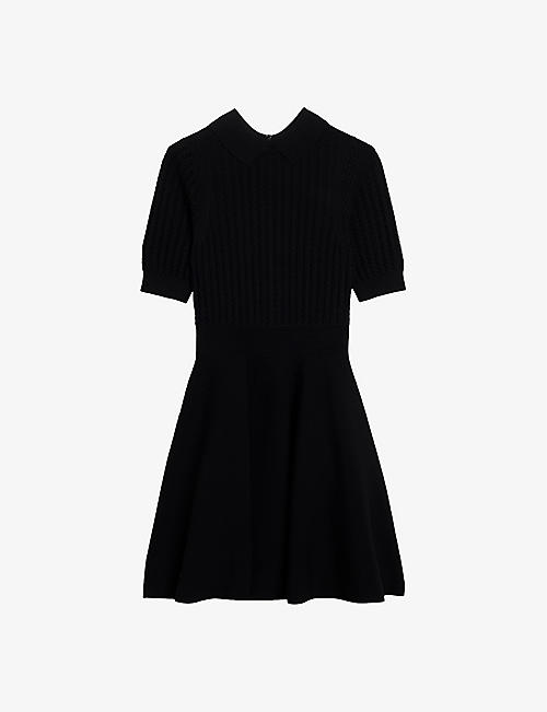 TED BAKER: Miiaaa puff-sleeve textured stretch-knit mini dress