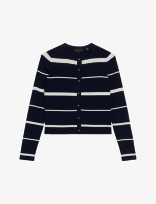 TED BAKER: Eloriaa slim-fit striped stretch-knit cardigan