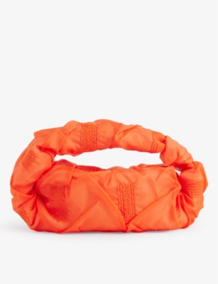 Issey Miyake Orange Square Crumpled Tulle Top-handle Bag
