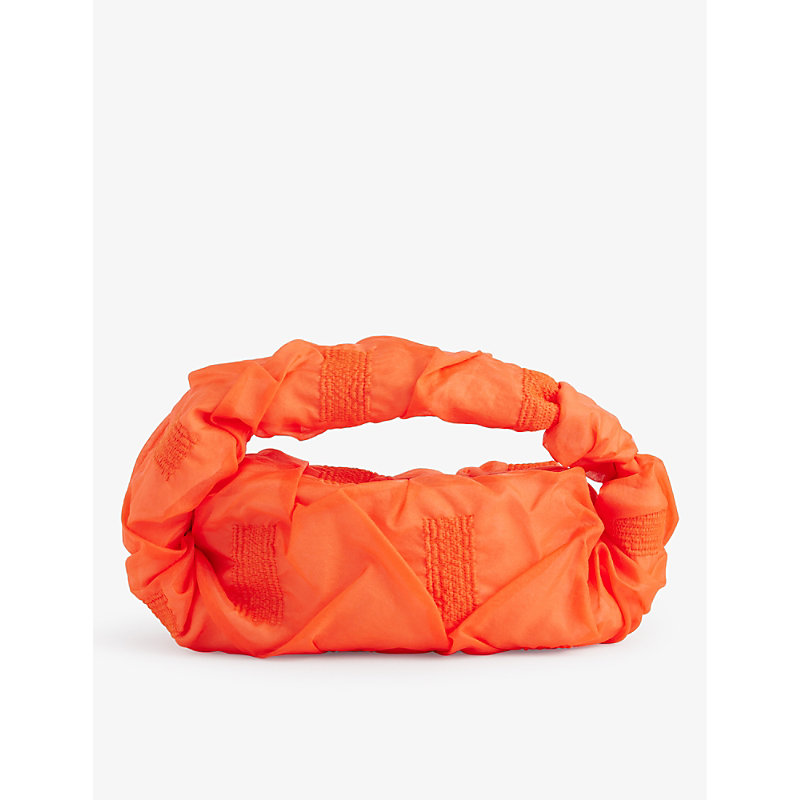 Issey Miyake Orange Square Crumpled Tulle Top-handle Bag