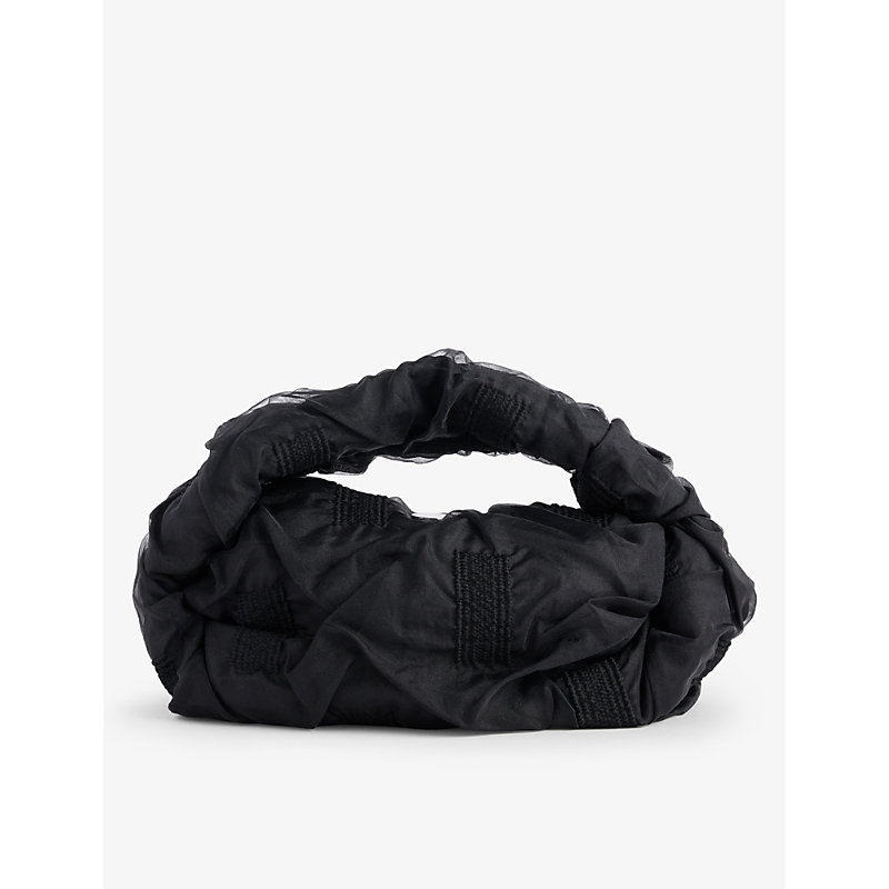 Issey Miyake Black Square Crumpled Tulle Top-handle Bag