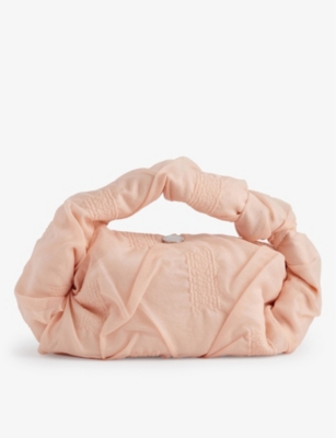 Shop Issey Miyake Light Beige Square Crumpled Tulle Top-handle Bag