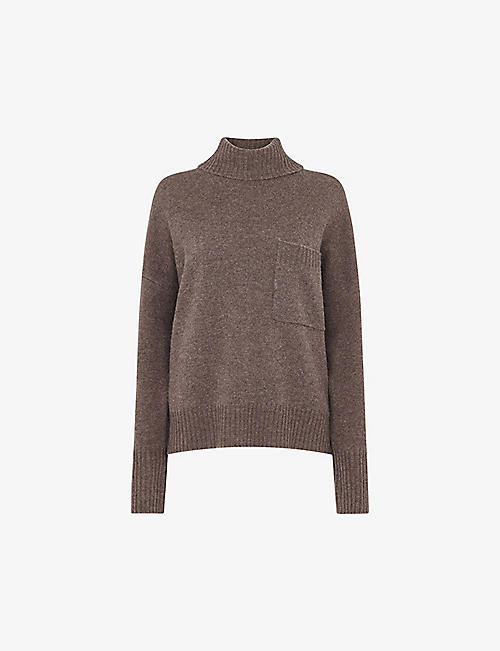 WHISTLES: Roll-neck patch-pocket wool jumper