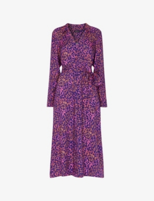 WHISTLES: Mottled leopard-print woven midi dress