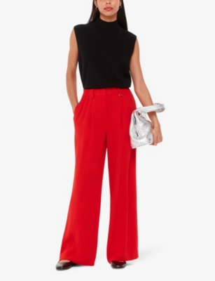Shop Whistles Women's Red Harper Wide-leg High-rise Crepe Trousers