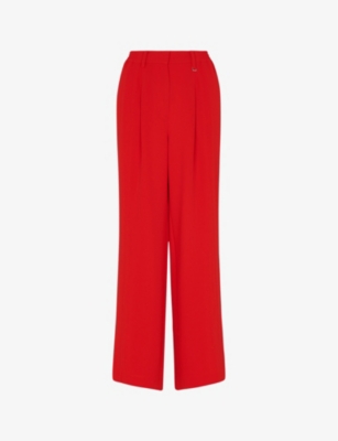 Shop Whistles Women's Red Harper Wide-leg High-rise Crepe Trousers