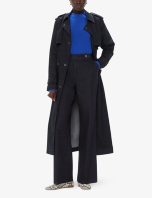 Whistles Joanna Denim Straight Leg Trousers In Navy