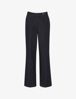 Shop Whistles Women's Navy Joanna Straight-leg Mi-rise Denim Trousers