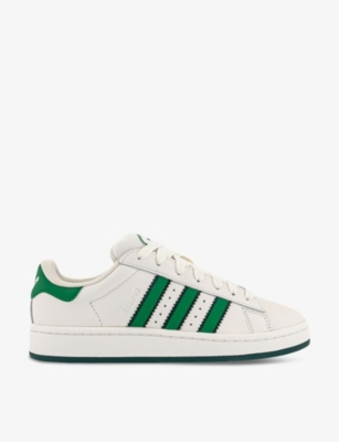 Adidas Originals Adidas Womens Core White Green Off Whi Campus 00s Brand-stripe Low-top Leather Trainers