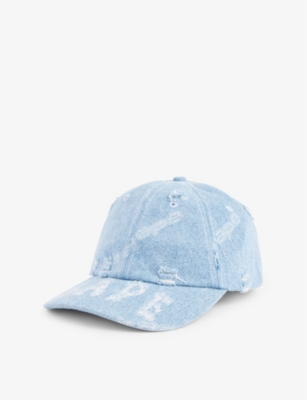 A BATHING APE: Brand-print distressed cotton baseball cap