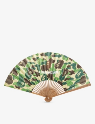 A Bathing Ape Mens Green Folding Paper Fan