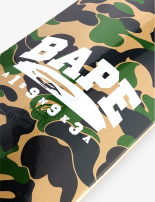 Shop A Bathing Ape Men's Green Camouflage-pattern Branded Maple Skateboard Deck