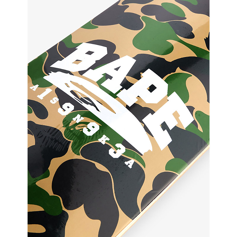 Shop A Bathing Ape Men's Green Camouflage-pattern Branded Maple Skateboard Deck