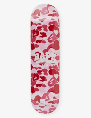 A Bathing Ape Mens Pink Camouflage-pattern Branded Maple Skateboard Deck
