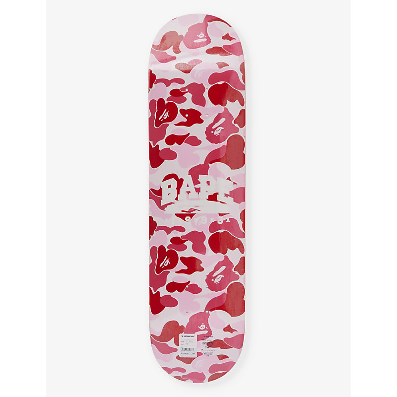 A Bathing Ape Mens Pink Camouflage-pattern Branded Maple Skateboard Deck