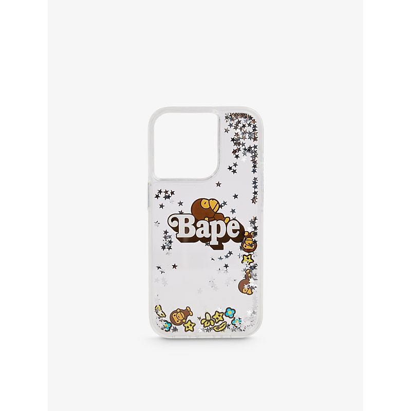 A Bathing Ape Mens Clear Baby Milo Glittered Iphone 15 Pro Max Case